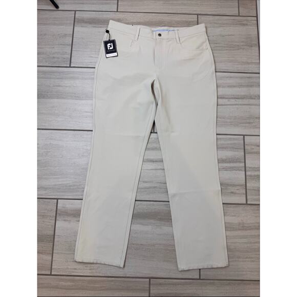 FootJoy Performance 5-Pocket Golf Pants Men Stone Athletic Fit Moisture Wick NWT